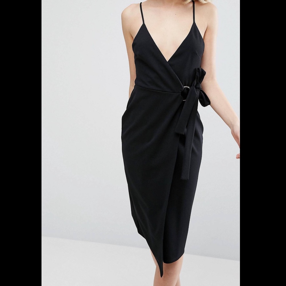 ASOS Crepe Wrap Ring Midi Dress